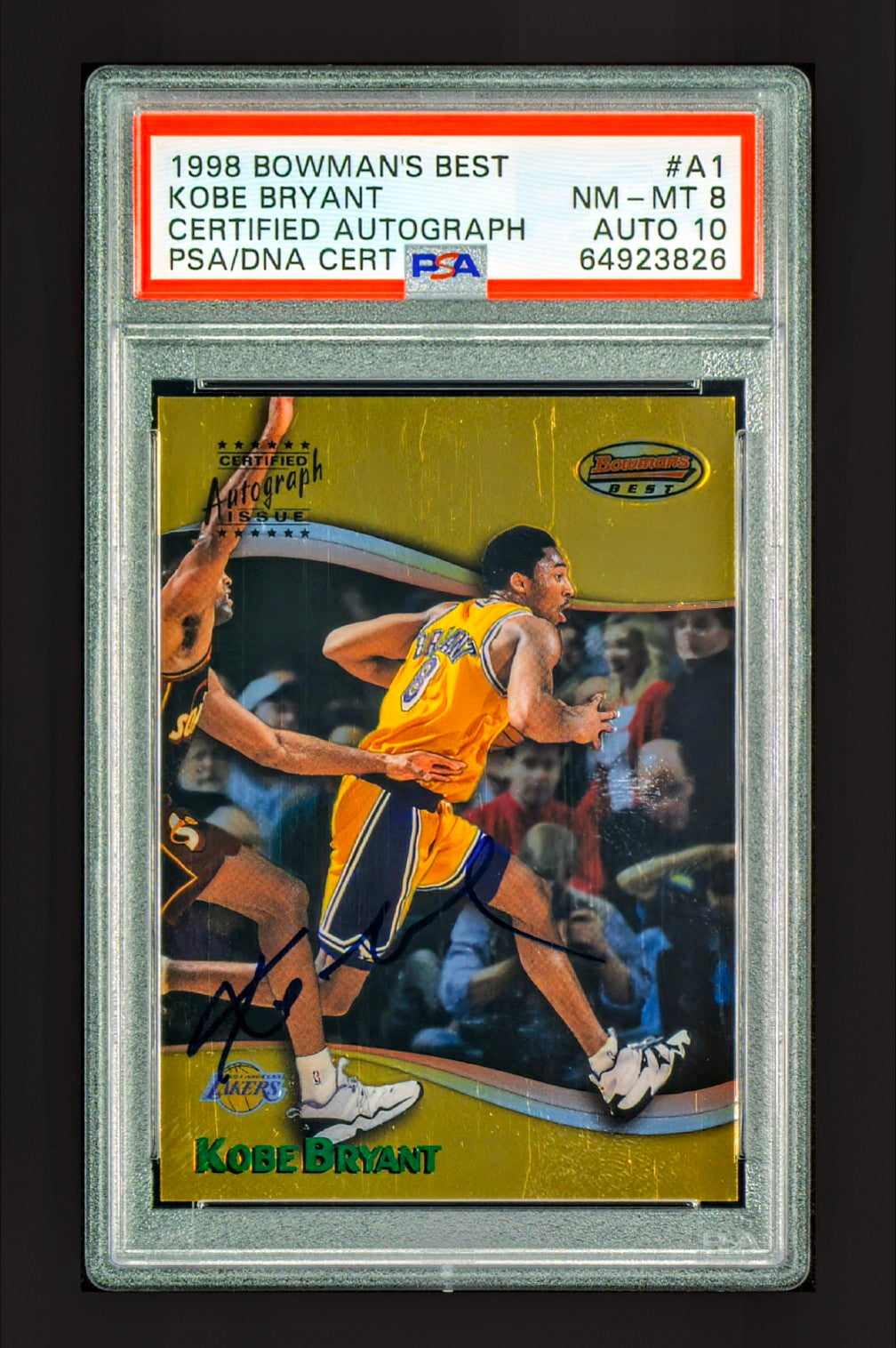 1998 Bowman's Best Kobe Bryant Certified Autograph #A1 – PSA 8 NM-MT / AUTO 10