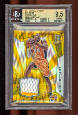 2015-16 Panini Spectra Swatches Prizms Gold Kobe Bryant #21 /10 – BGS 9.5 GEM MINT