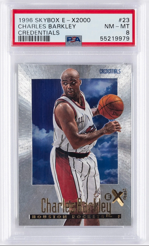 1996 SkyBox E-X2000 Charles Barkley Credentials Parallel #23 — Serial Numbered 280/499 — PSA 8 NM-MT
