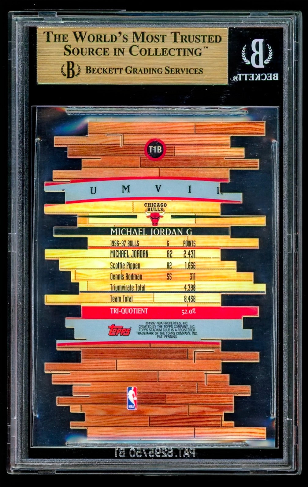 1997-98 Stadium Club Triumvirate #T1B Michael Jordan (Luminous) — BGS 10 Pristine