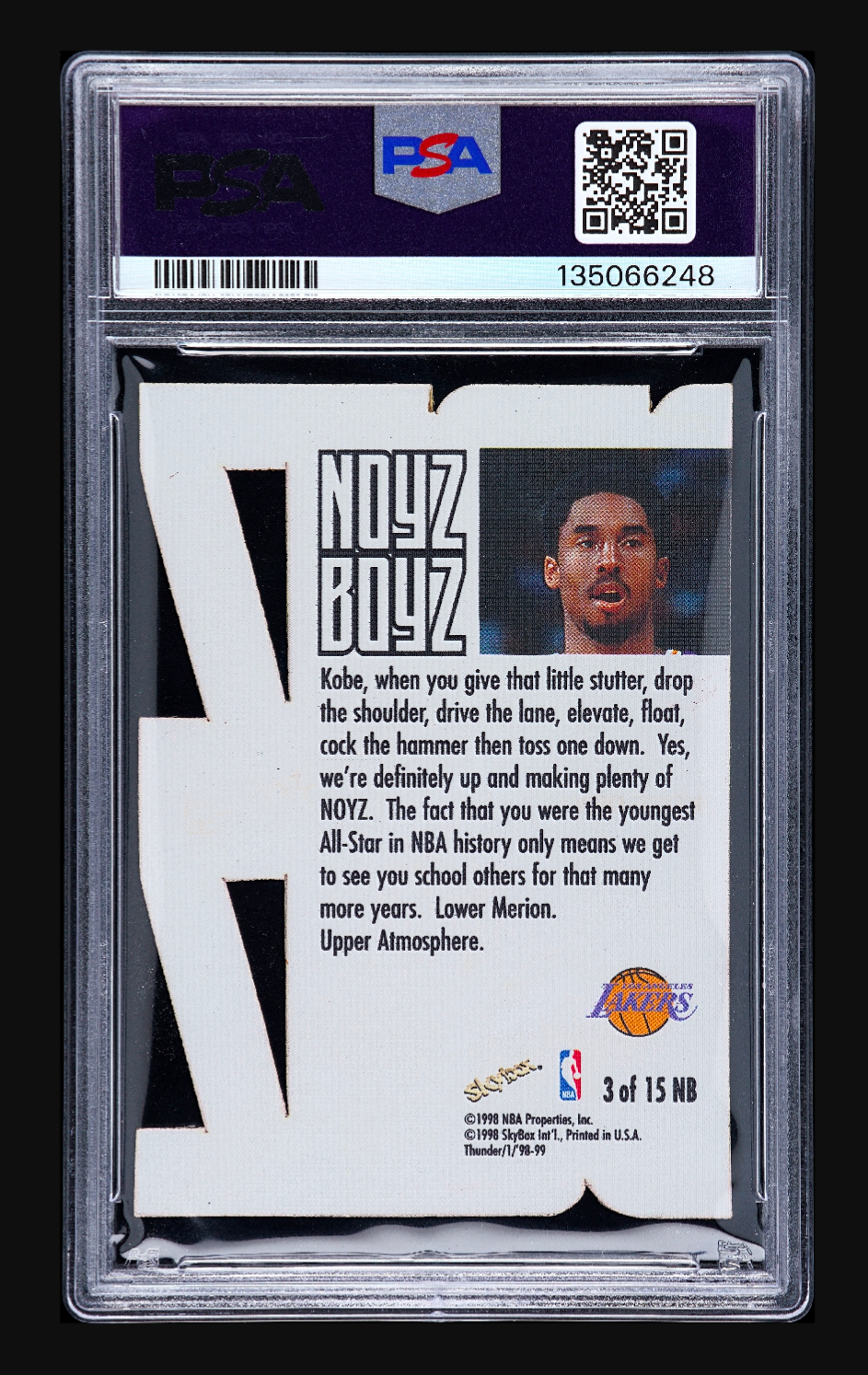 1998-99 SkyBox Thunder Kobe Bryant Noyz Boyz #3 – PSA 8 NM-MT (Grail 90s Insert)