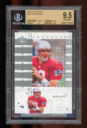 2000 Upper Deck Graded Tom Brady Rookie Card #104 – BGS 9.5 GEM MINT
