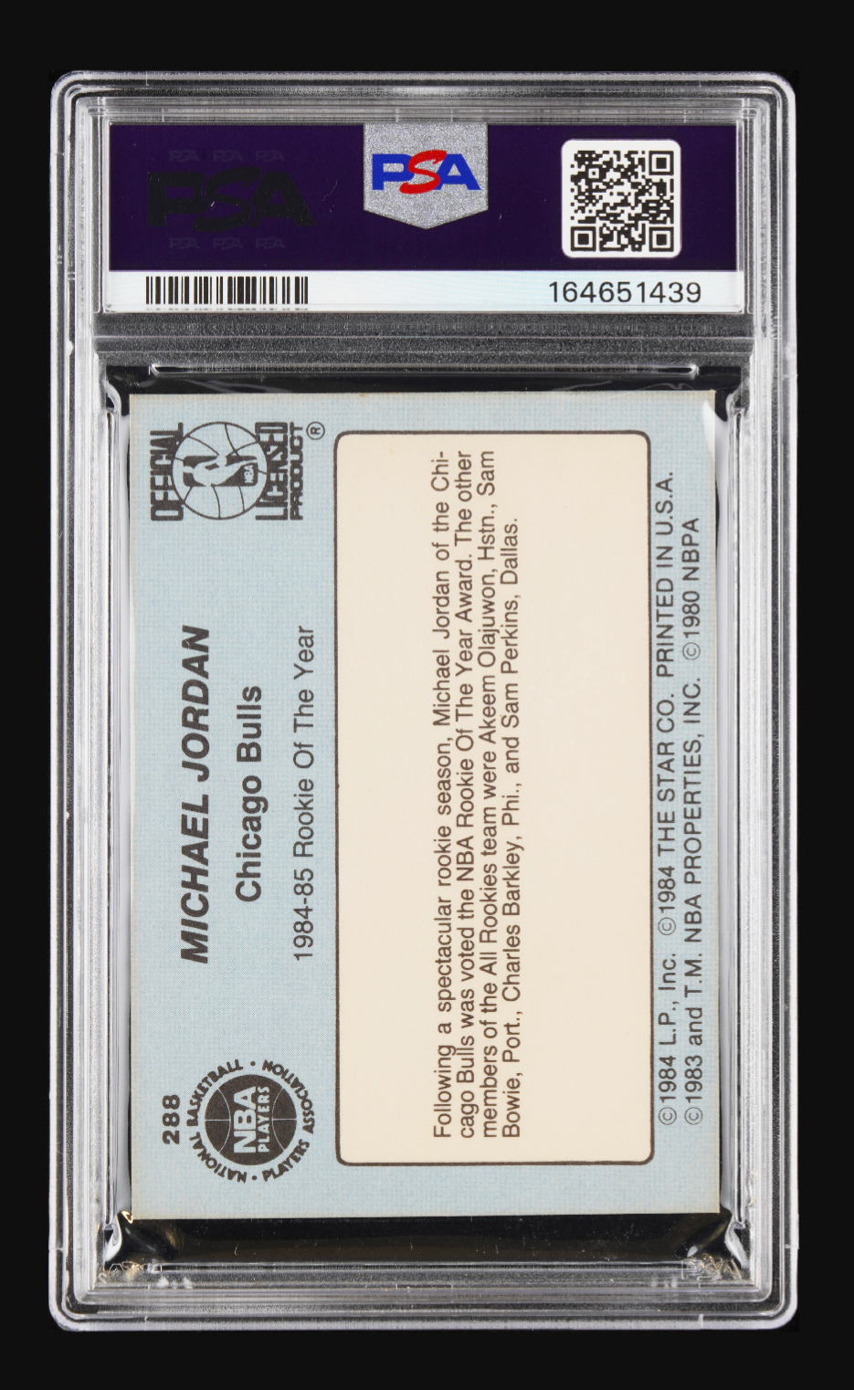 1984 Star Michael Jordan Rookie-of-the-Year #288 — PSA 5 EX