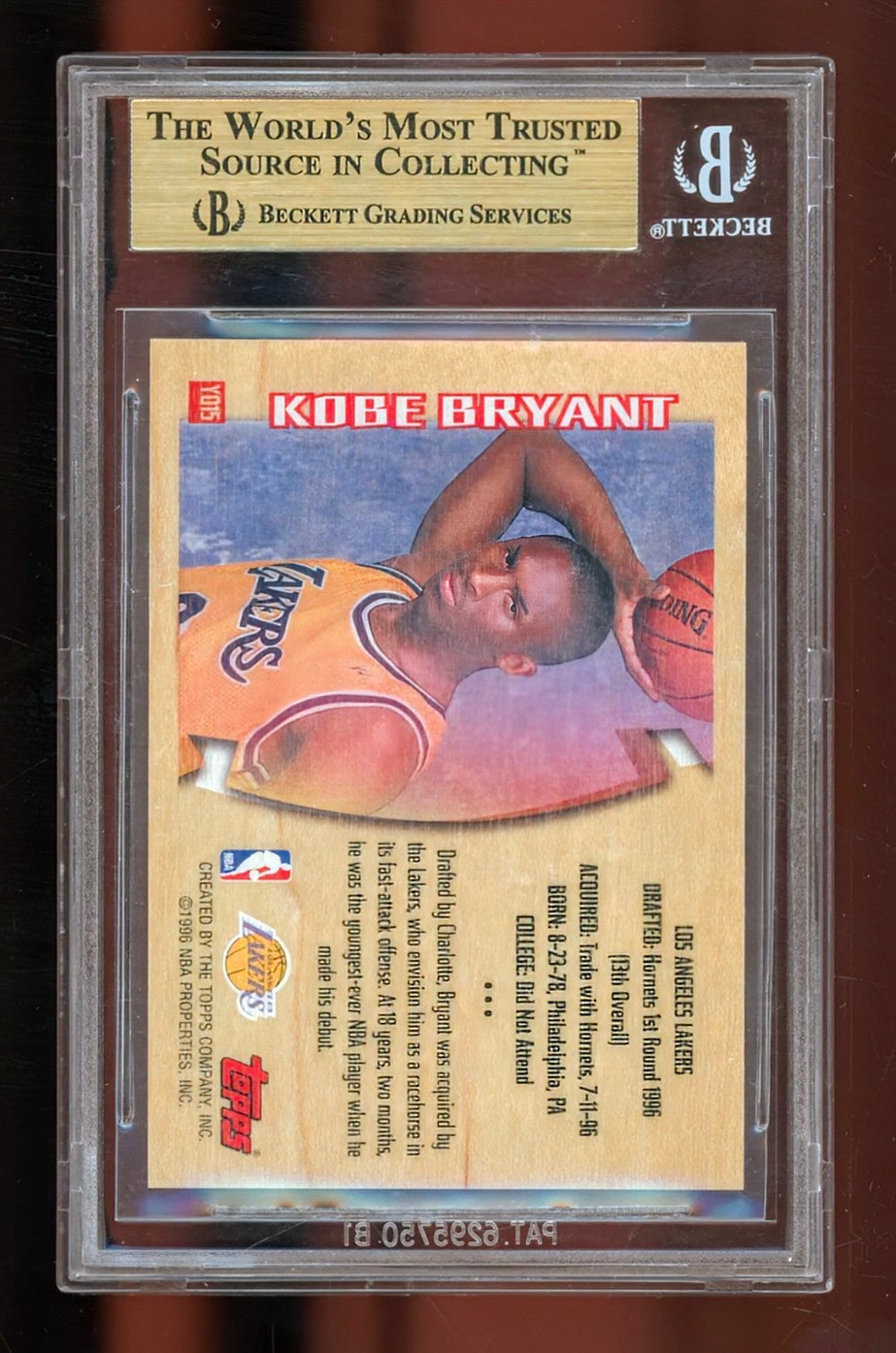 1996-97 Topps Youthquake Kobe Bryant Rookie Insert #YQ15 – BGS 9.5 GEM MINT (True Gem+)