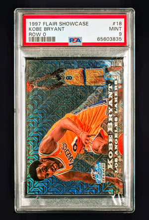 1997-98 Flair Showcase Kobe Bryant Row 0 /250 #18 – PSA 9 MINT (Masterpiece Showpiece Parallel)