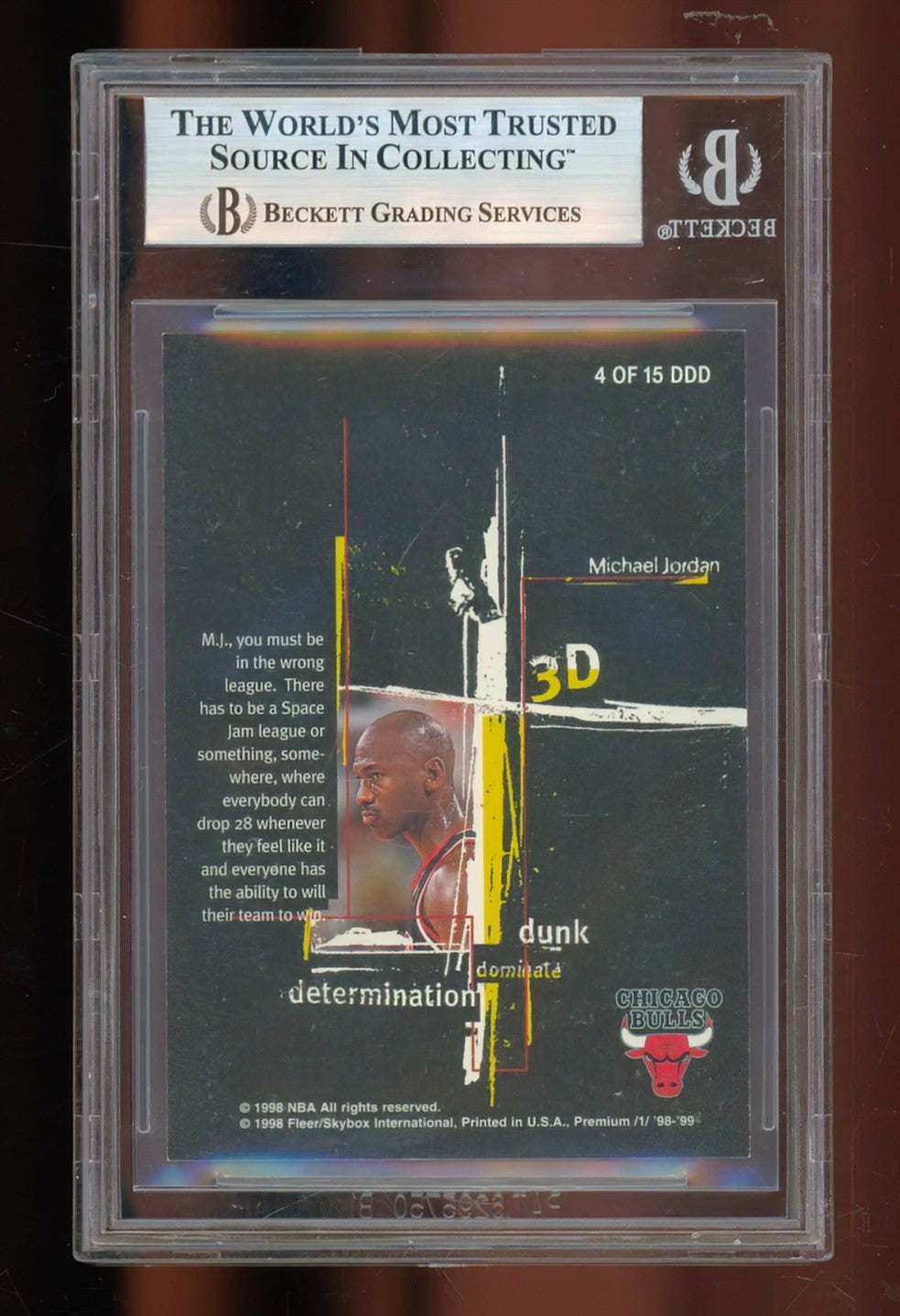 1998-99 SkyBox Premium 3D’s Michael Jordan #4 — BGS 9 Mint (with Dual 10 Subgrades)
