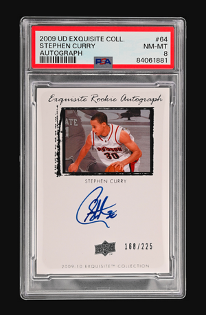 2009 Upper Deck Exquisite Collection Stephen Curry Rookie Autograph #64 – PSA 8 NM-MT