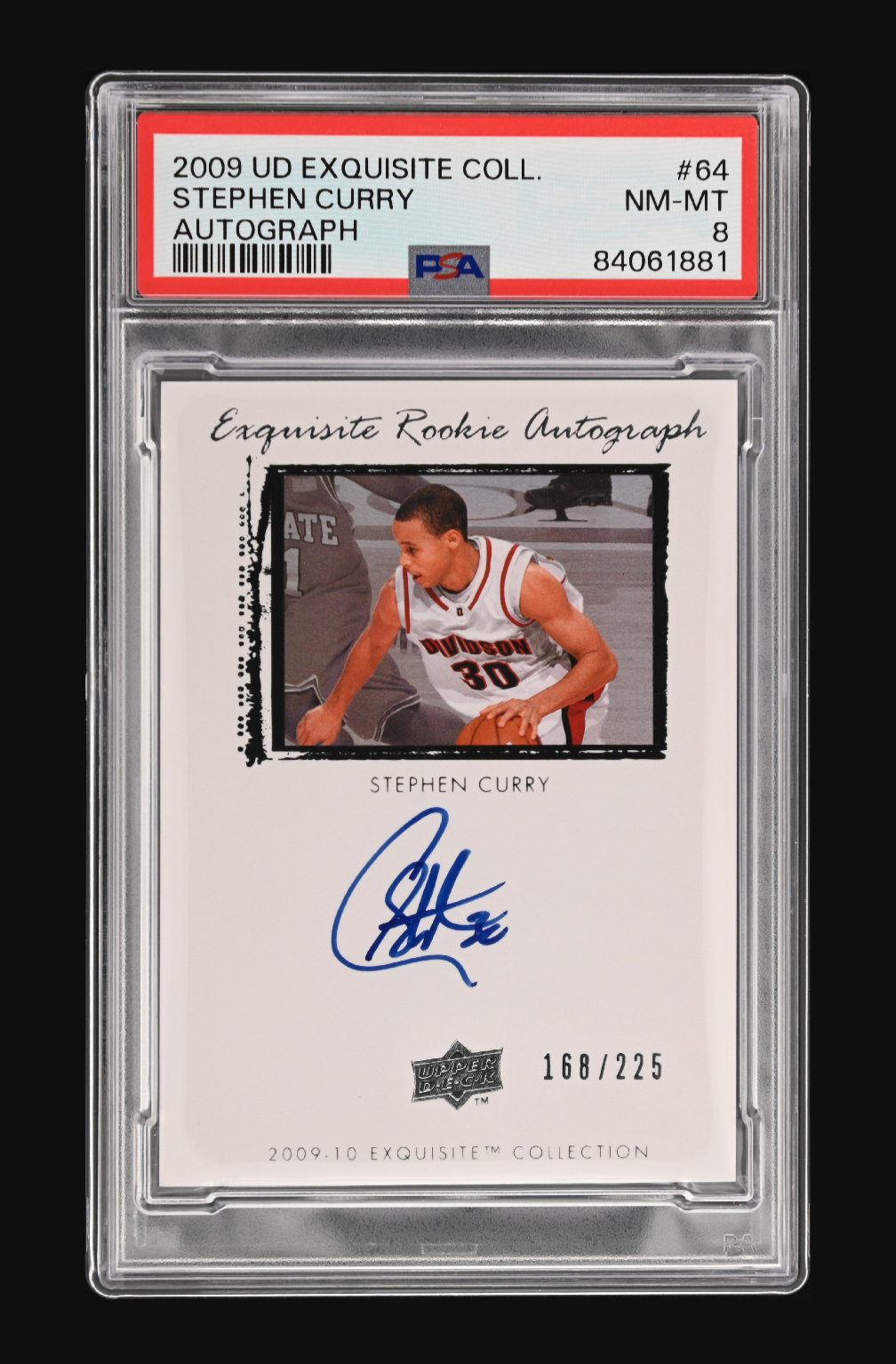 2009 Upper Deck Exquisite Collection Stephen Curry Rookie Autograph #64 – PSA 8 NM-MT