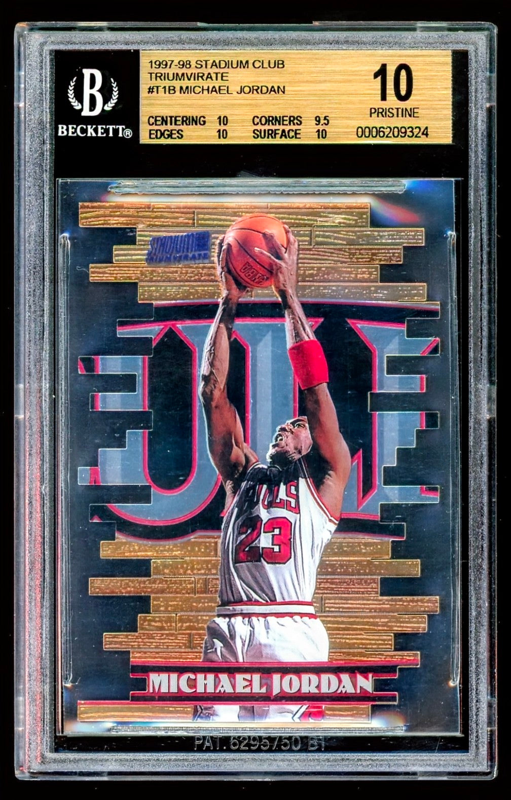 1997-98 Stadium Club Triumvirate #T1B Michael Jordan (Luminous) — BGS 10 Pristine