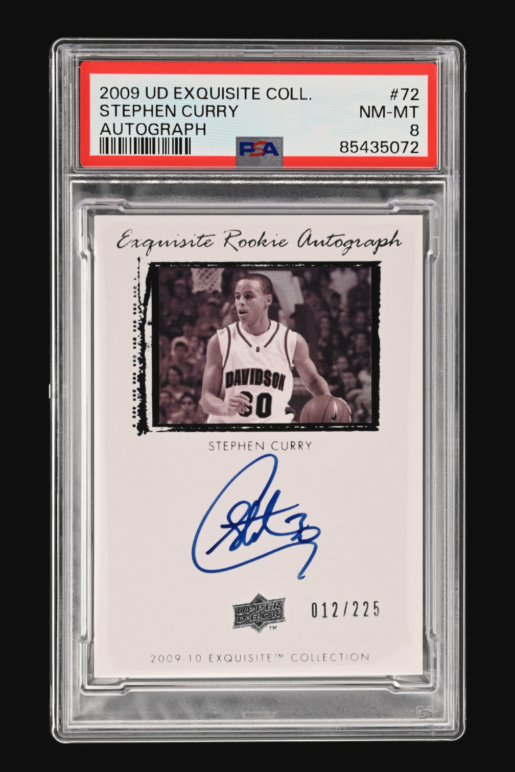 2009 Upper Deck Exquisite Collection Stephen Curry Rookie Autograph #72 – PSA 8 NM-MT