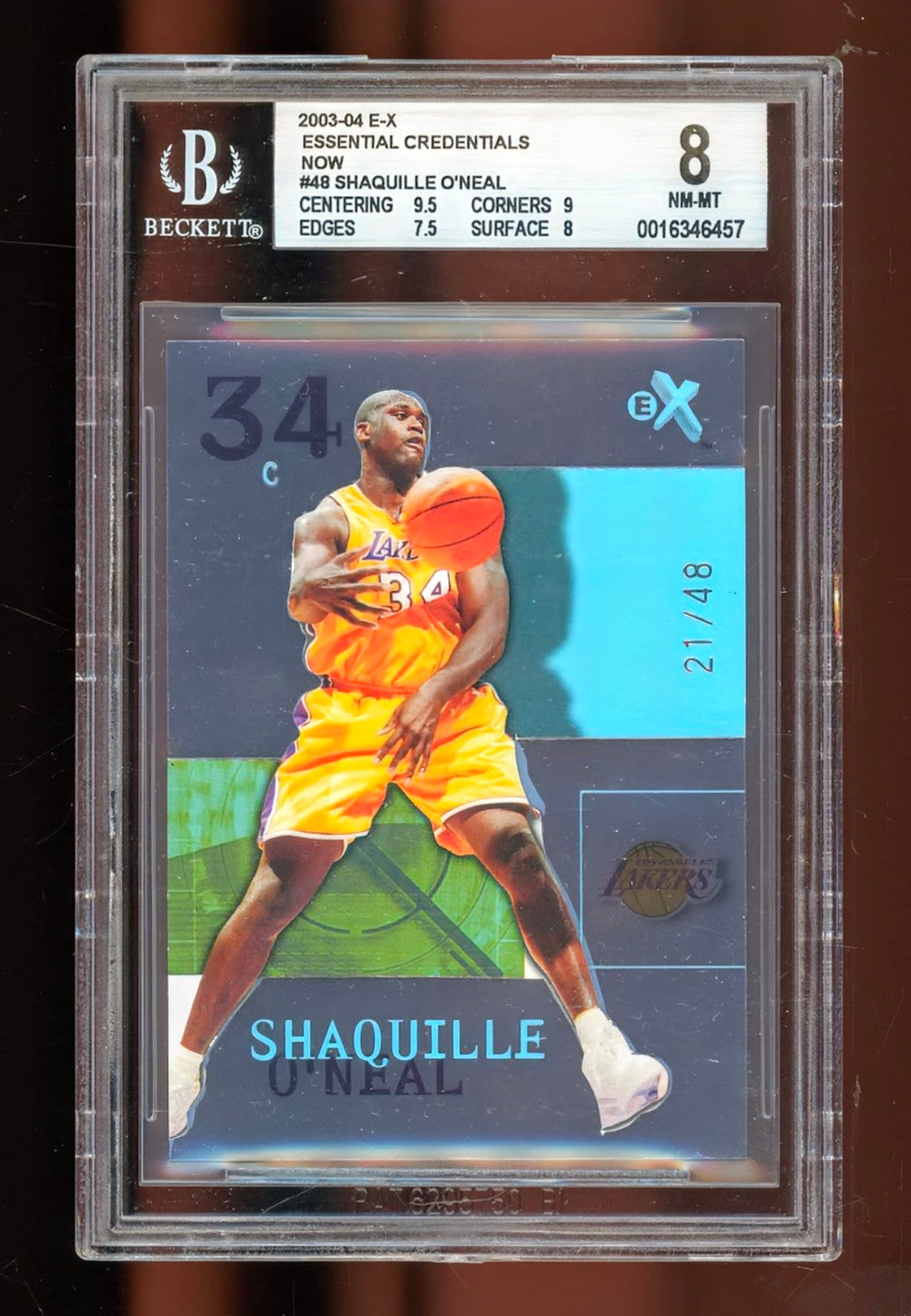 2003-04 E-X Essential Credentials Now Shaquille O'Neal #48 – BGS 8 NM-MT (Ultra-Rare Serial /48)