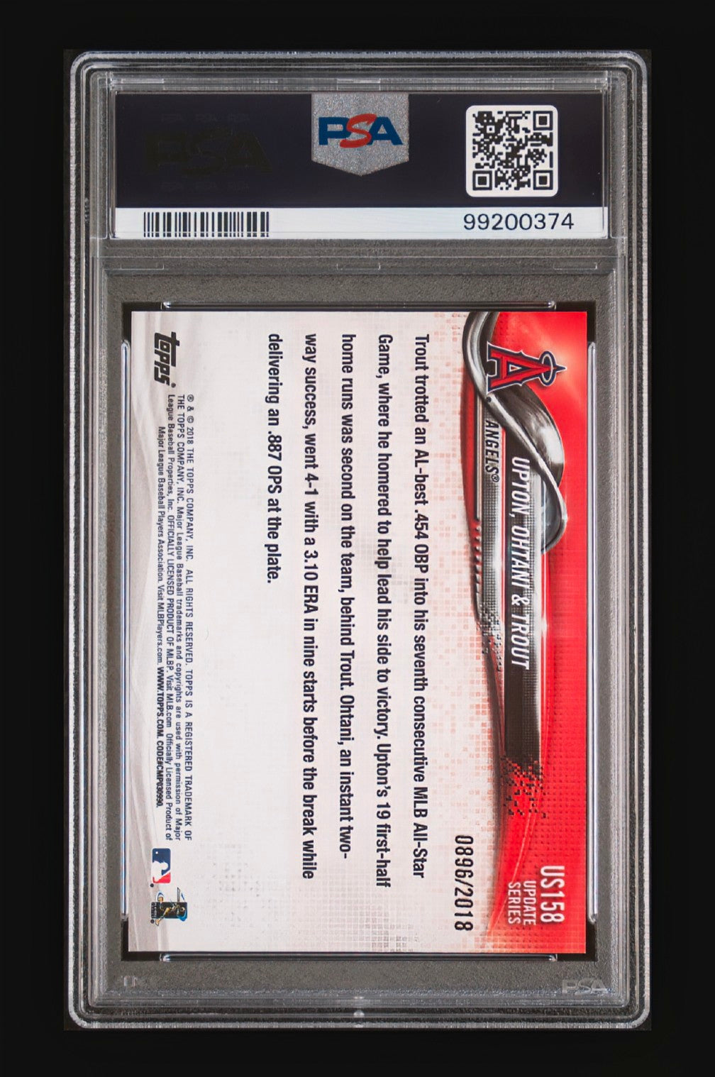 2018 Topps Update Gold "Next Stop, Stardom" Upton/Ohtani/Trout #US158 – PSA 10 GEM MT (Serial /2018 – Iconic Shohei Ohtani Rookie Year)