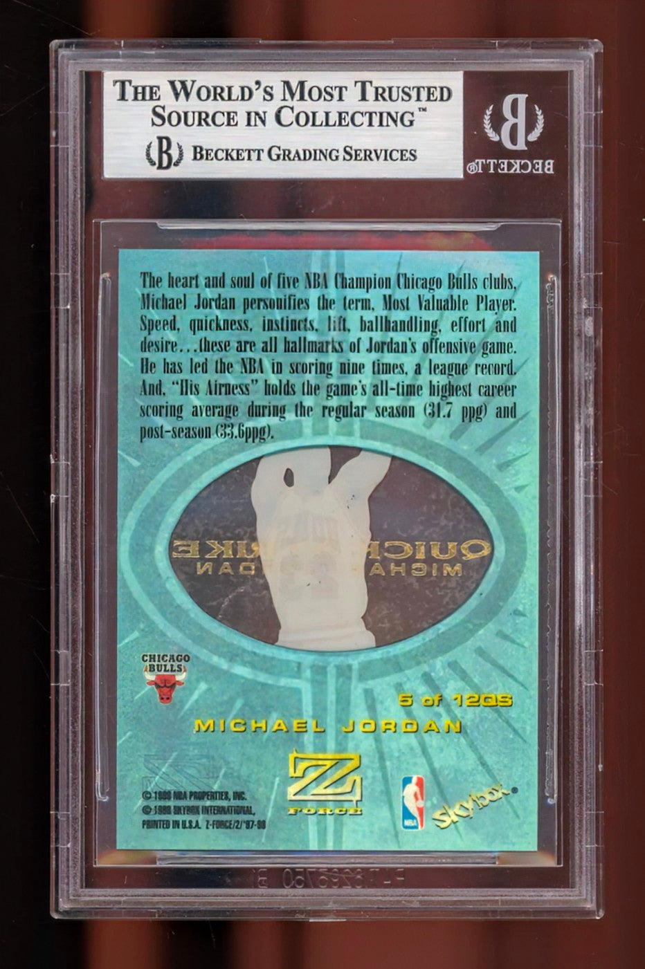 1997-98 SkyBox Z-Force Quick Strike Michael Jordan #5 – BGS 9 MINT