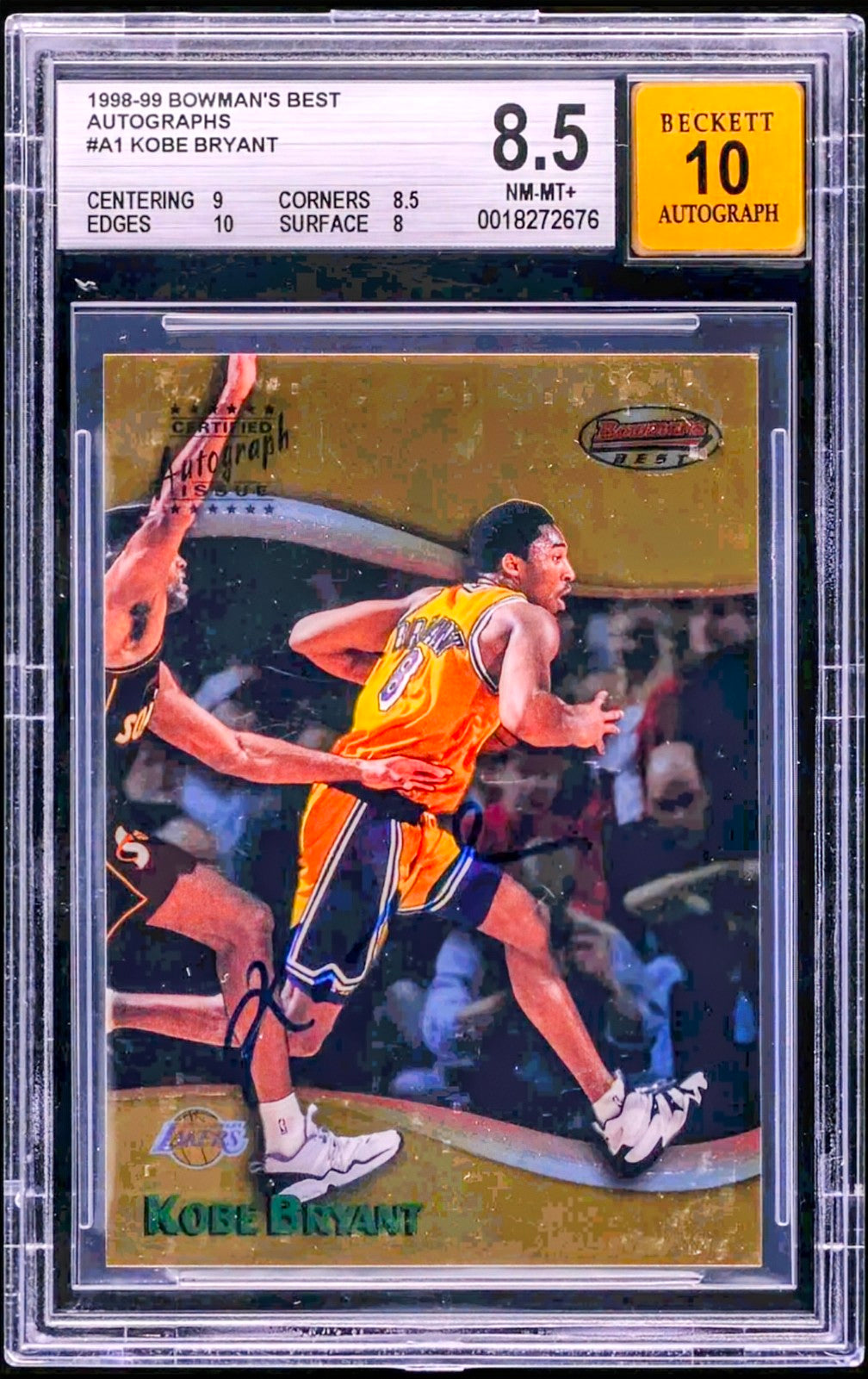 1998-99 Bowman's Best Autographs Kobe Bryant #A1 – BGS 8.5 NM-MT+ with Pristine 10 Autograph